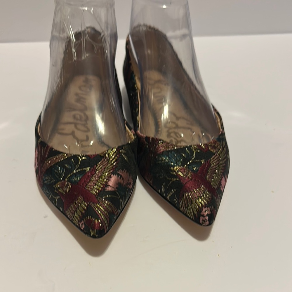 Sam Edelman Black Pointed-Toe Flats with Embroidery